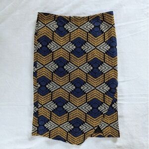 Maeve Geometric Pattern Pencil Skirt Blue Yellow White Black Women's Sz 6 Retro